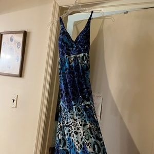 Blue Hawaiian leopard print maxi dress